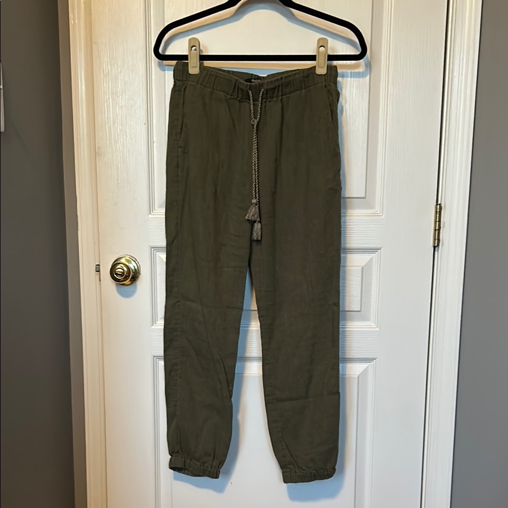 Madewell linen blend tassel drawstring ankle pants sz XS